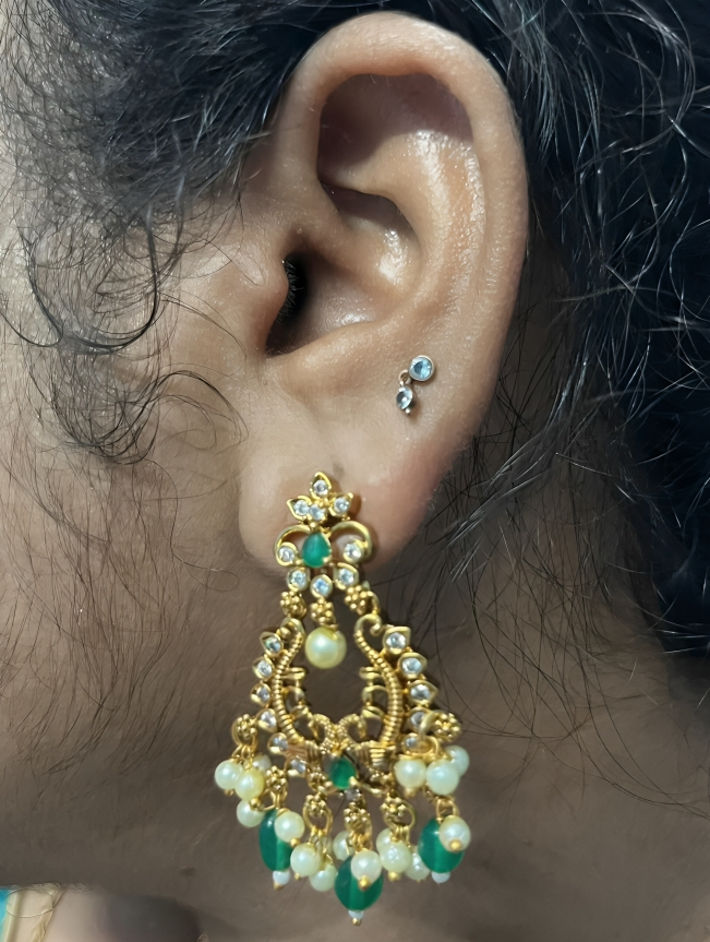 Royal Green Stone Kundan Necklace Set with Earrings | Bridal & Ethnic Jewellery